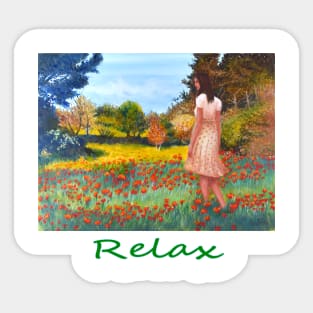 Woman girl walking in meadow zen yoga buddhism Sticker